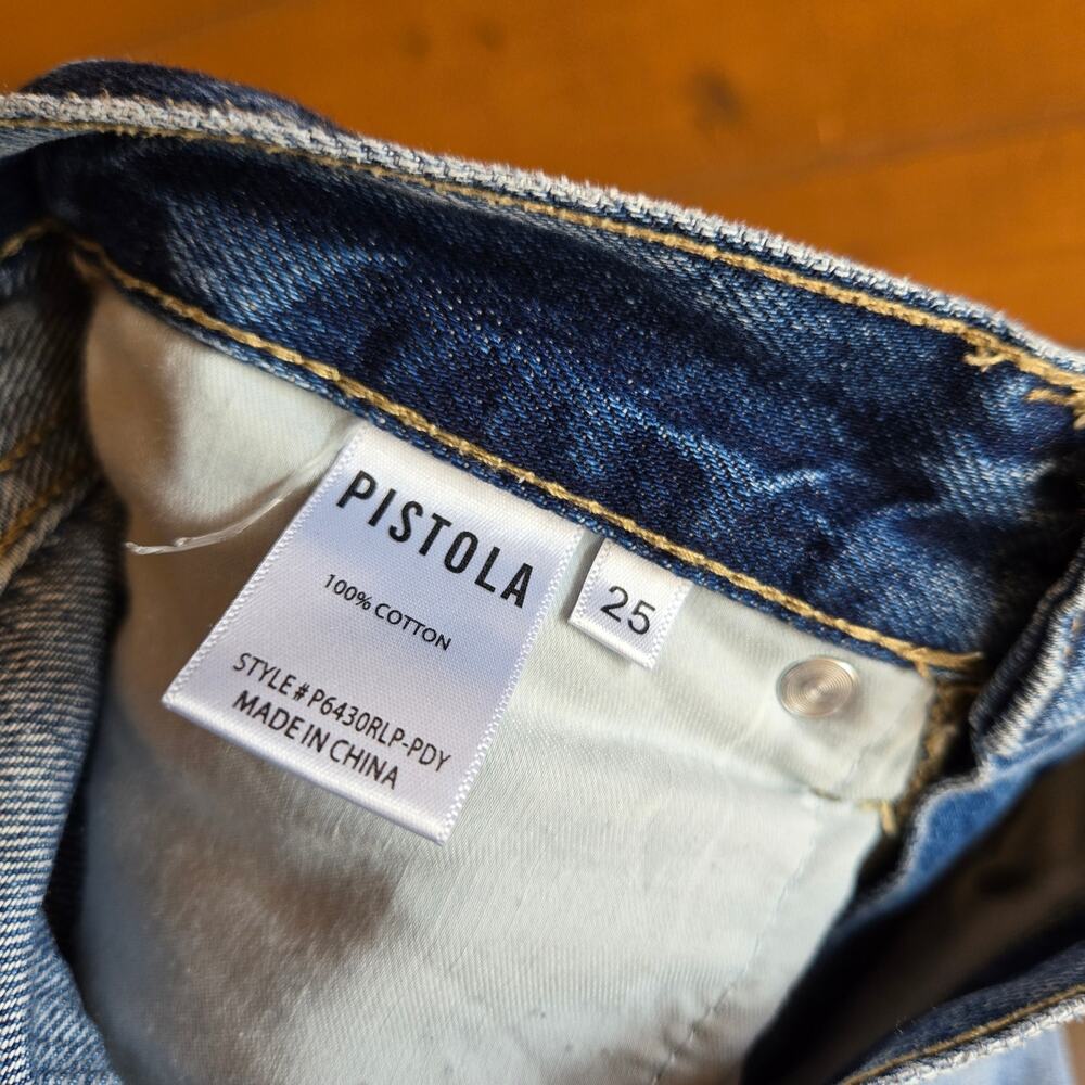 Pistola Jean Keaton High Rise Slim Straight Anthropologie Playday Blue 25 Denim - Picture 3 of 5